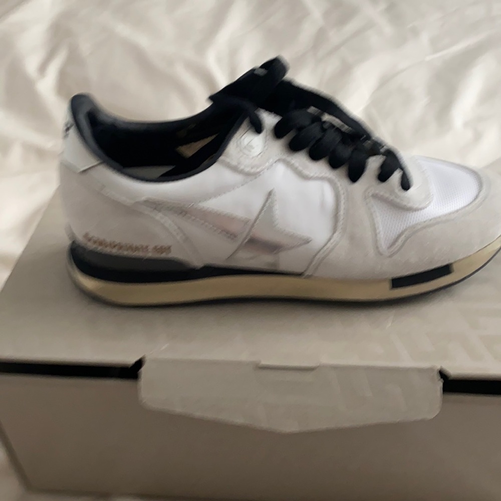 Golden Goose White and Black Athletic Sneakers